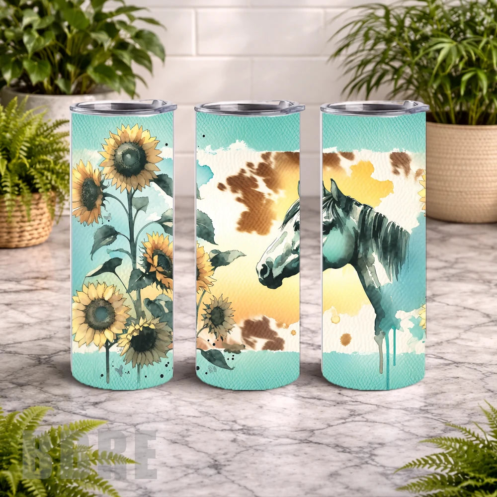 Sunflower Horse 10 20 OZ Wrap Mockup