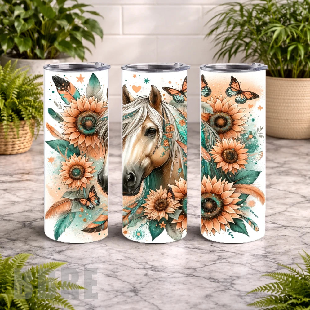 Floral Horse 24 20 OZ Wrap Mockup