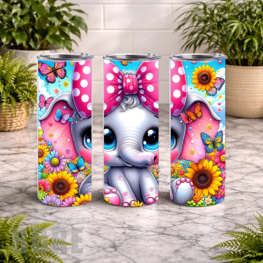 Cute Elephant 4 20 OZ Wrap Mockup