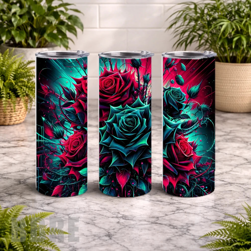 Neon Roses 20 OZ Wrap Mockup