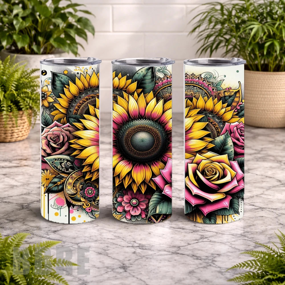 Floral Burst 24 20 OZ Wrap Mockup