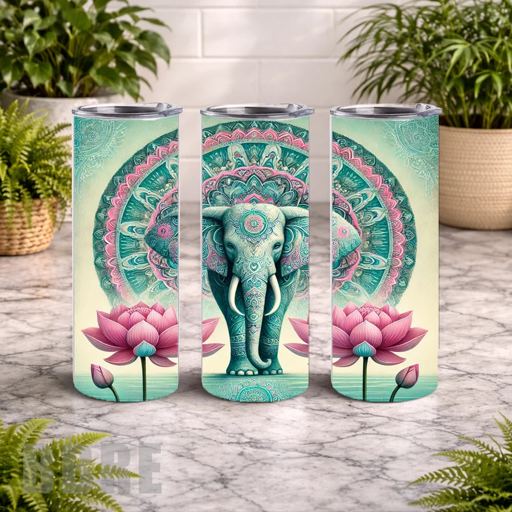 Elephant Mandala 10 20 OZ Wrap Mockup