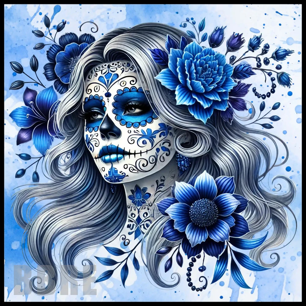 Blue Floral Skull Main Image,