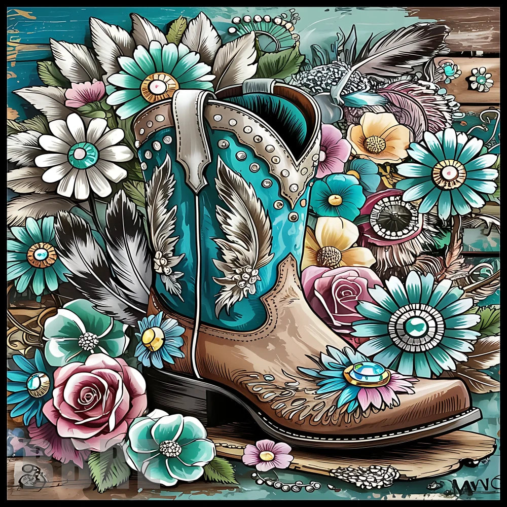 Floral Cowboy Boot Main Image,