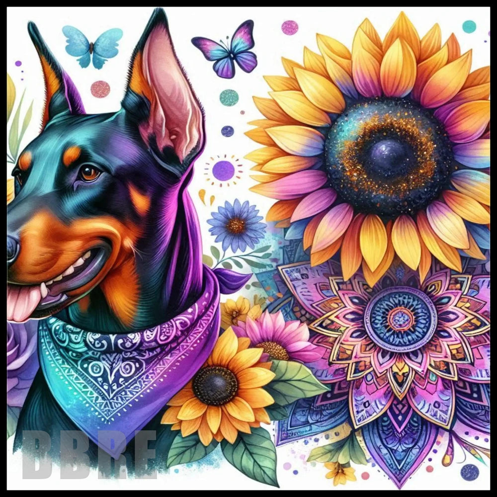 Floral Doberman Main Image,