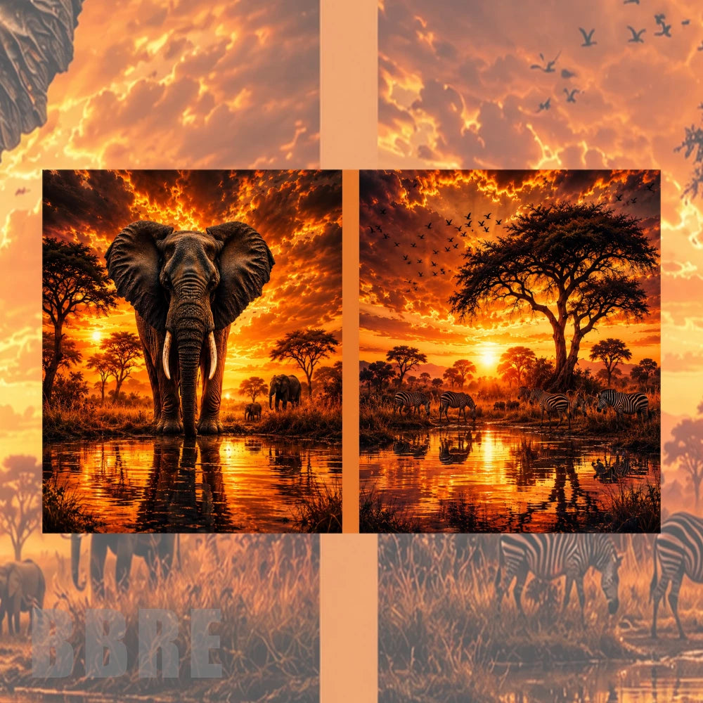 Elephant Sunset Mockup Image