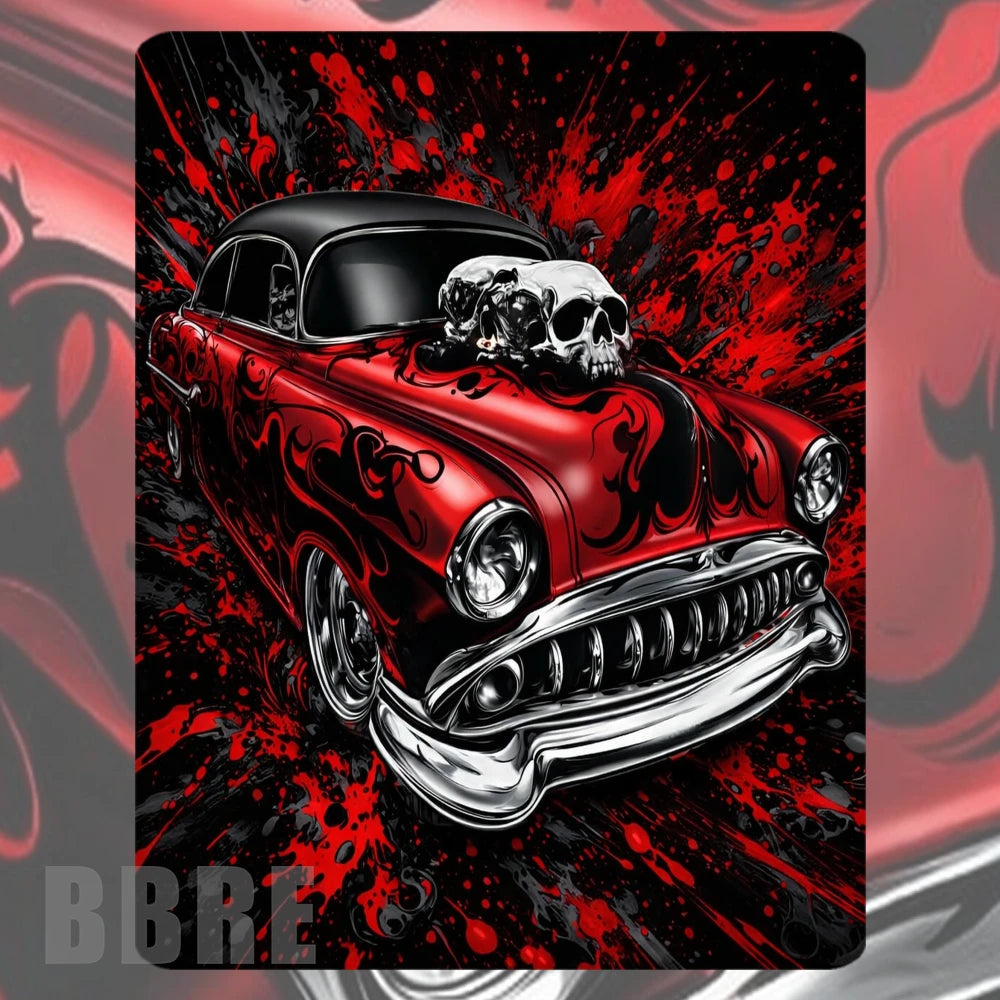 Red Skull Car Mockup Image