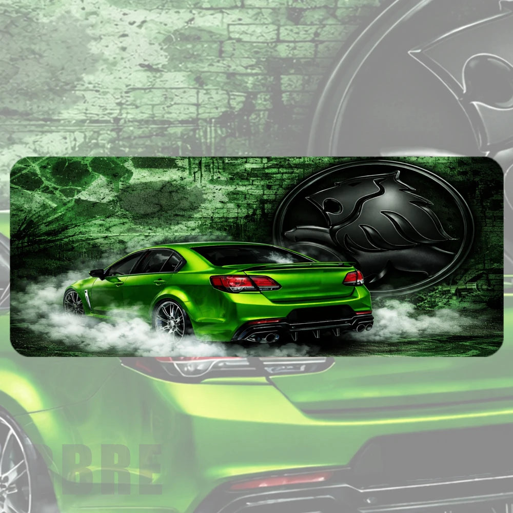 Green Muscle Car Faded Image