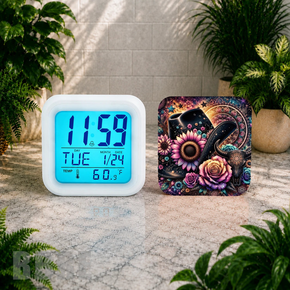 Floral Clock Digital Clock Transfer