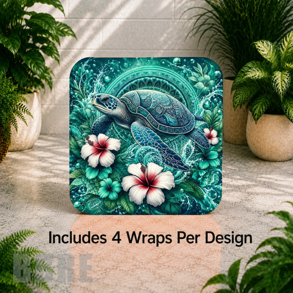 Turtle Floral Digital Clock Transfer