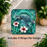 Turtle Floral Digital Clock Transfer