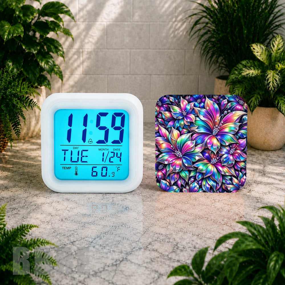 Floral Burst Digital Clock Transfer