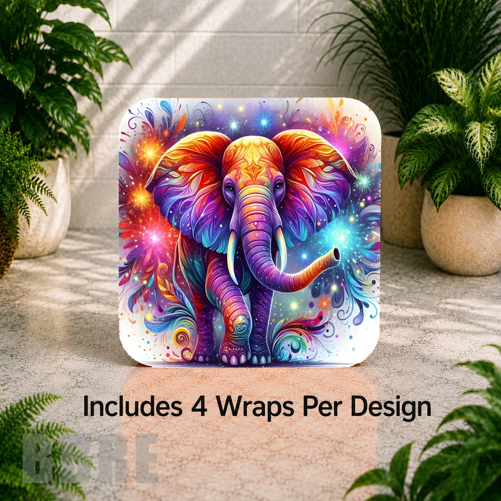 Colorful Elephant Digital Clock Transfer