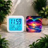Dolphin Sunset Digital Clock Transfer