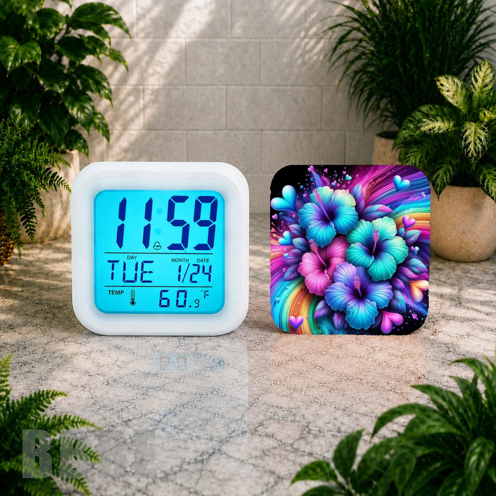 Floral Burst 2 Digital Clock Transfer