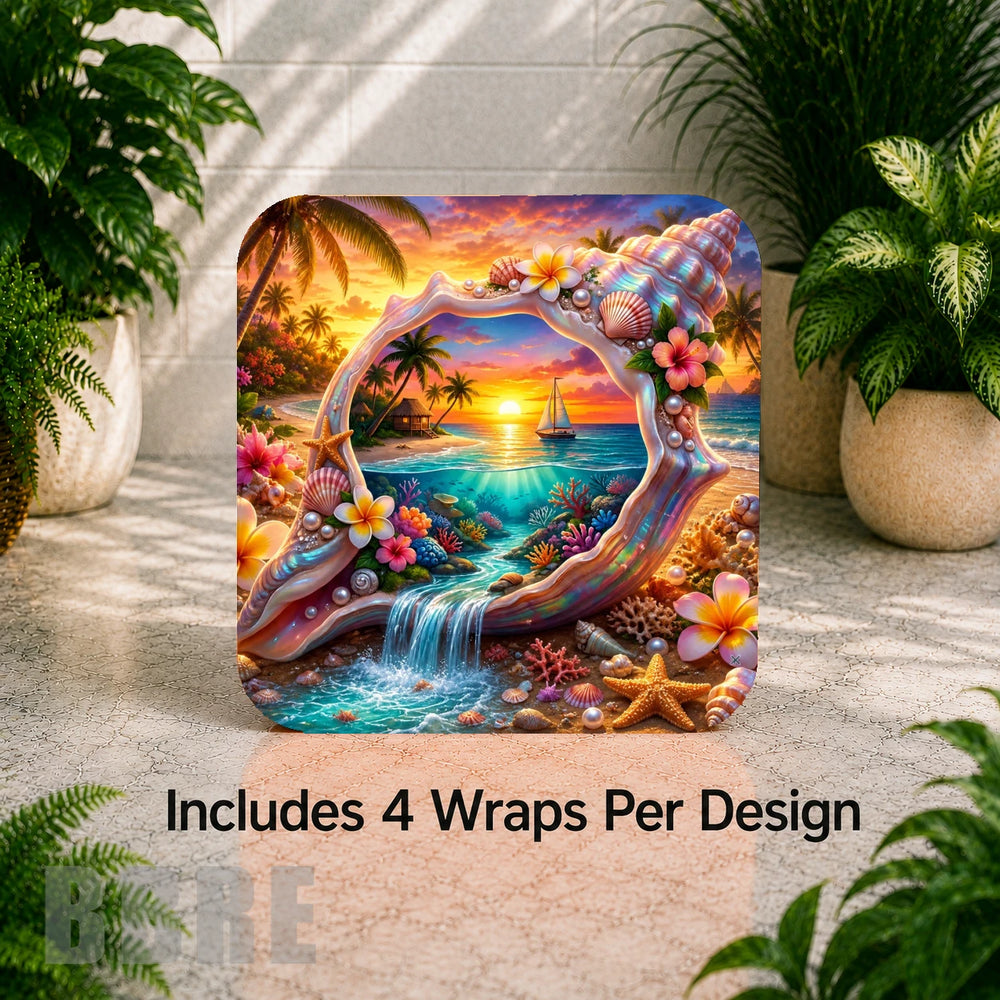 Tropical Sunset Digital Clock Transfer