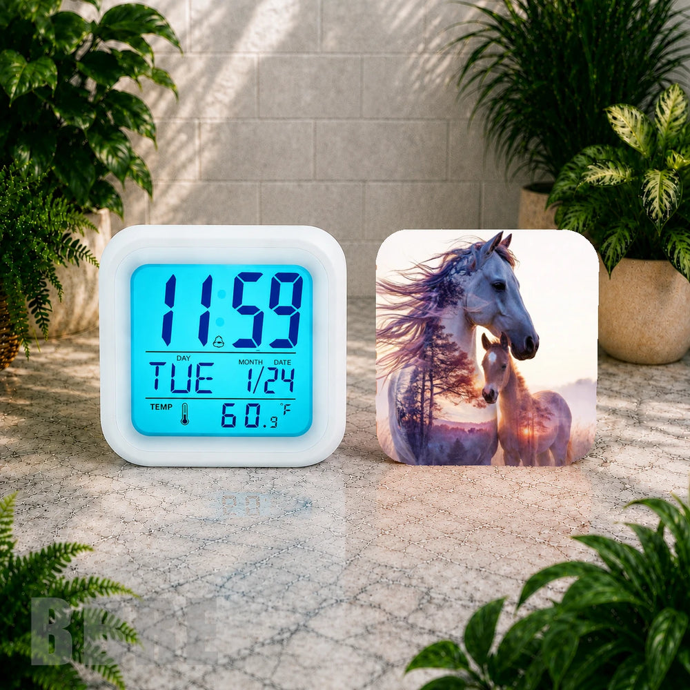 Majestic Horses Digital Clock Transfer