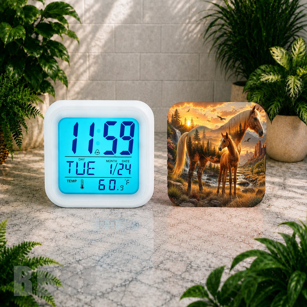 Majestic Horses 2 Digital Clock Transfer