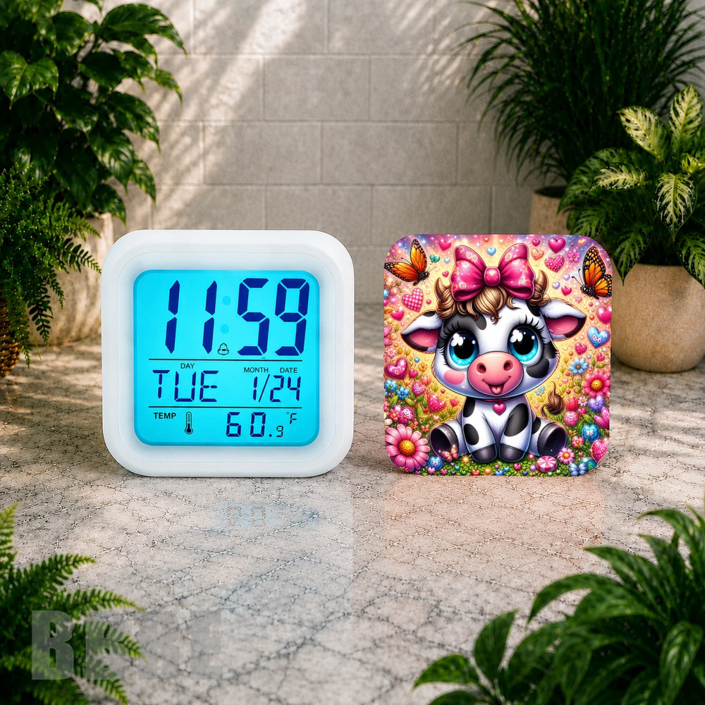 Cute Cow Digital Clock Transfer