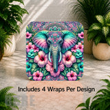 Elephant Floral Digital Clock Transfer
