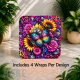 Floral Butterfly 2 Digital Clock Transfer