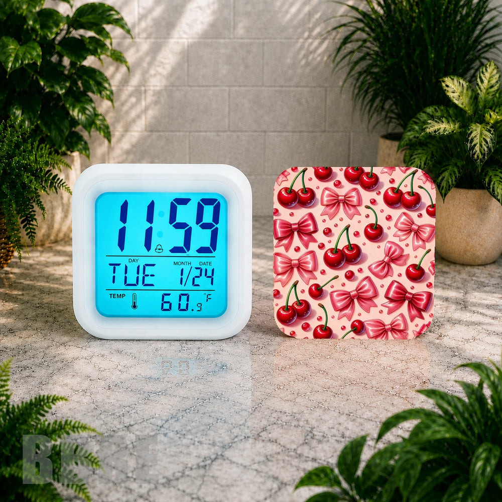Cherry Bow Digital Clock Transfer