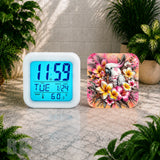 Floral Cockatoo Digital Clock Transfer