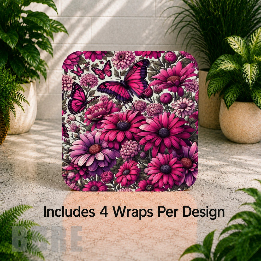 Floral Butterfly 3 Digital Clock Transfer