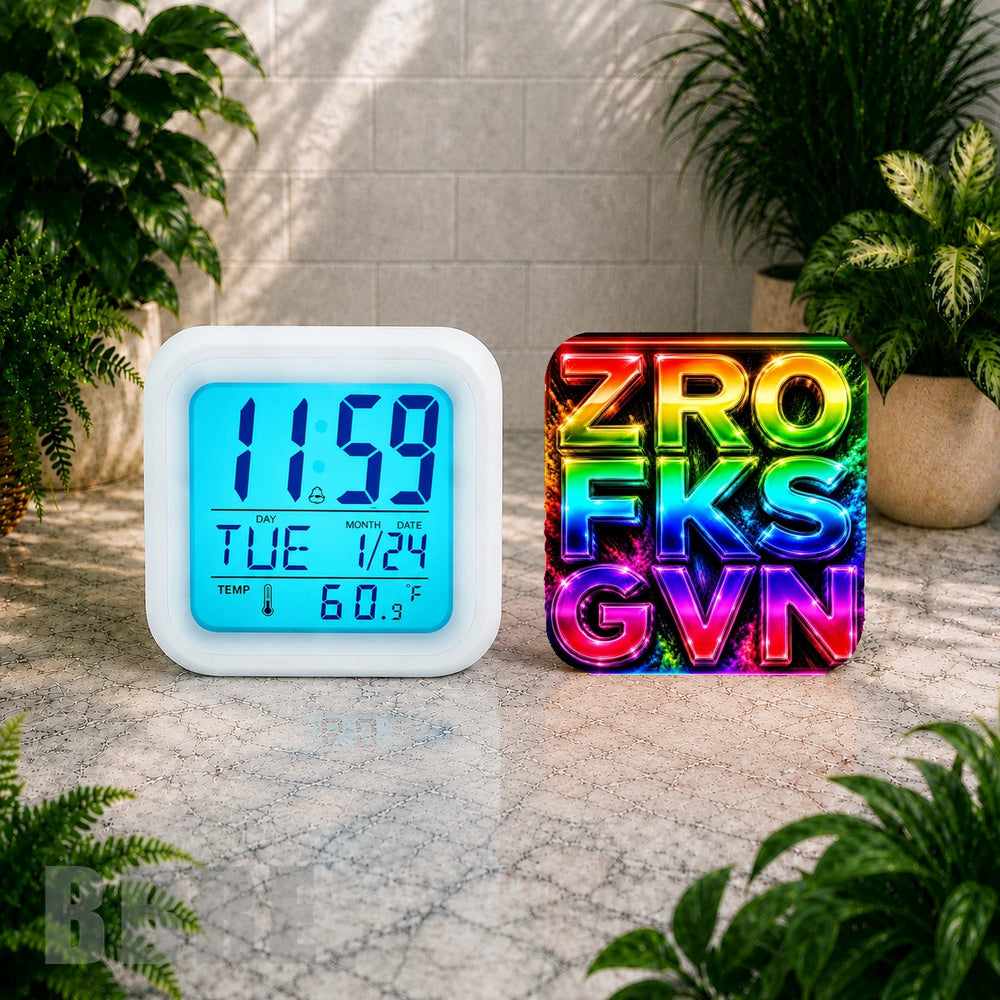 Colorful Neon Digital Clock Transfer