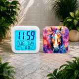 Colorful Horse Digital Clock Transfer