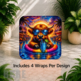 Chill Highland Cow Digital Clock Transfer