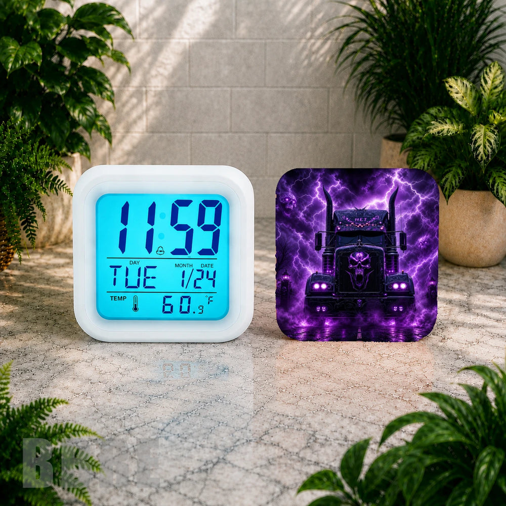 Purple Truck Digital Clock Transfer