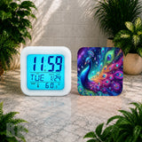 Peacock Design 3 Digital Clock Transfer