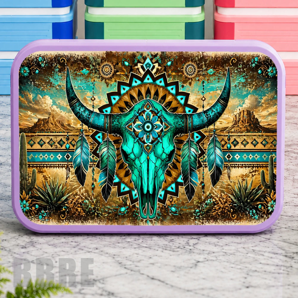 Turquoise Skull Lunch Box Transfer