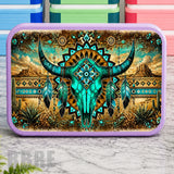 Turquoise Skull Lunch Box Transfer