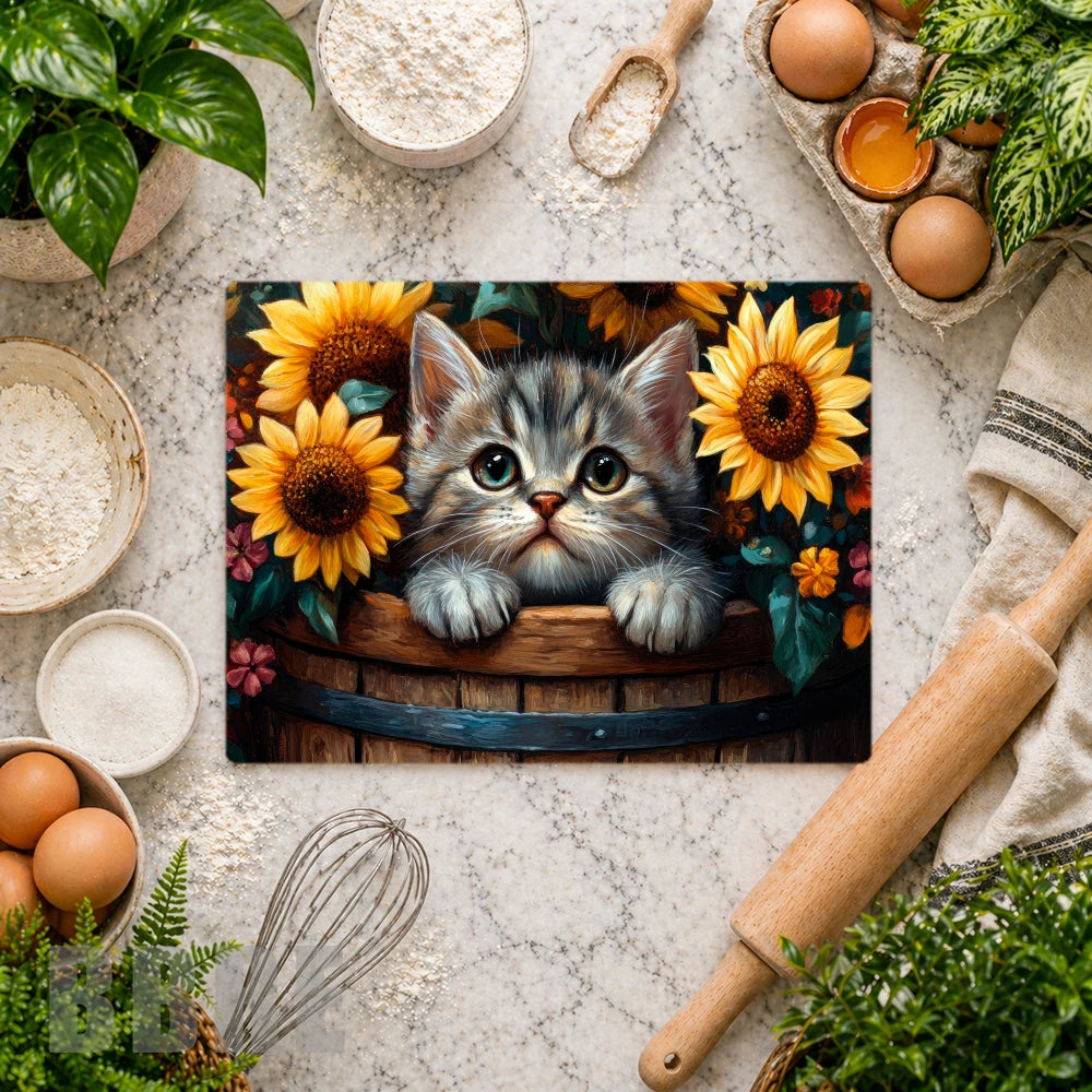 Kitten Sunflowers 2 Vertical Mockup