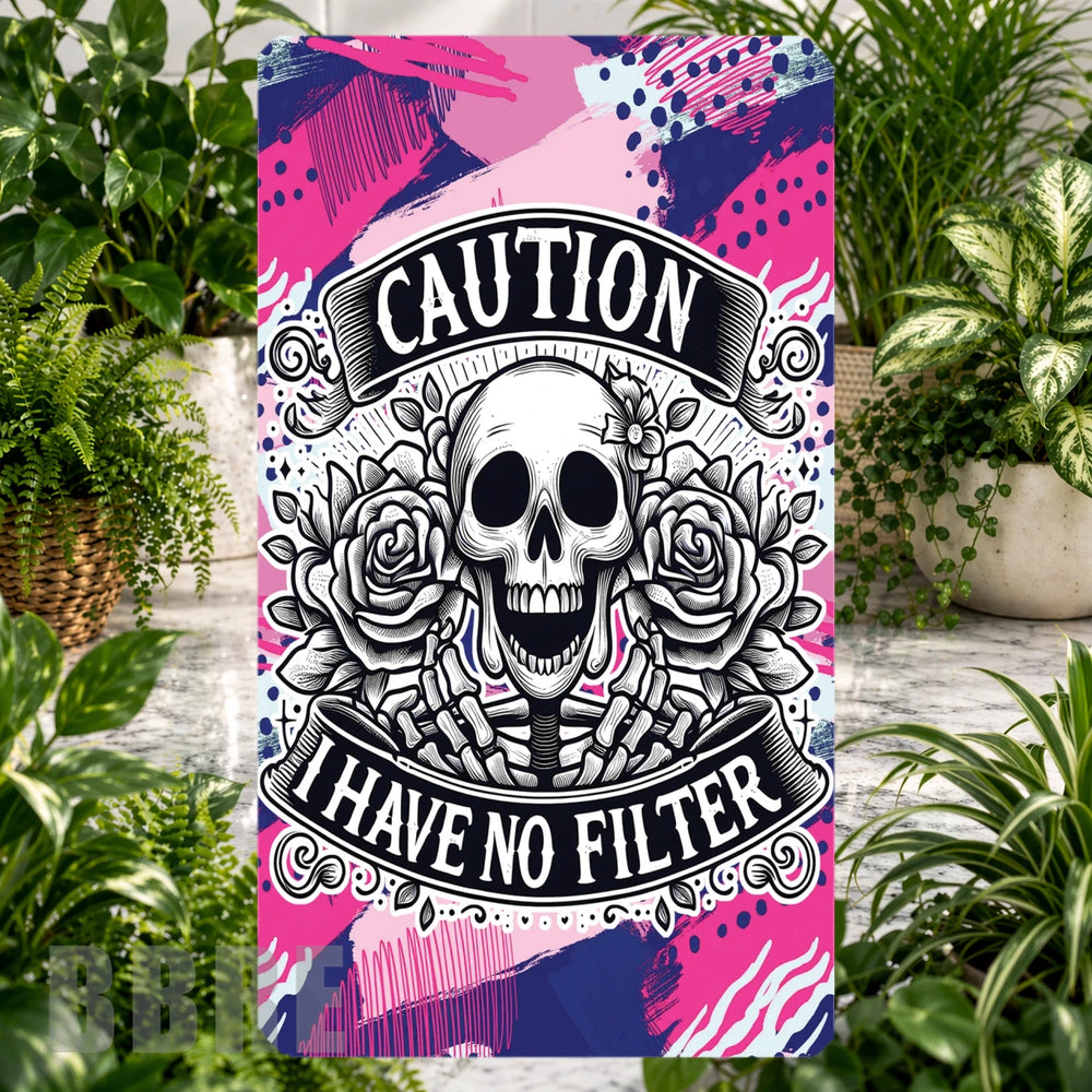 Caution Skull Phone Stand Transfer