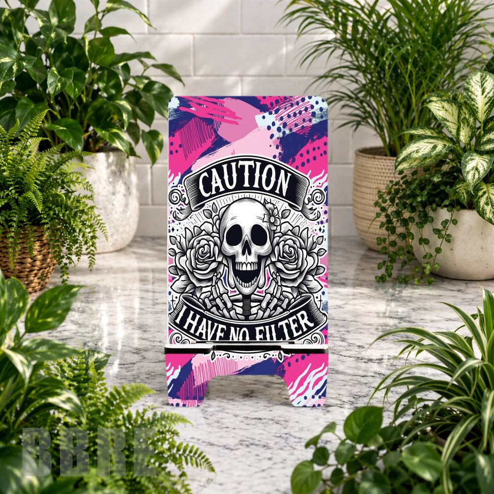Caution Skull Phone Stand Transfer