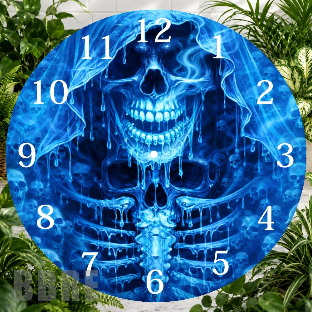 Blue Skull Clock Sublimation Wrap,