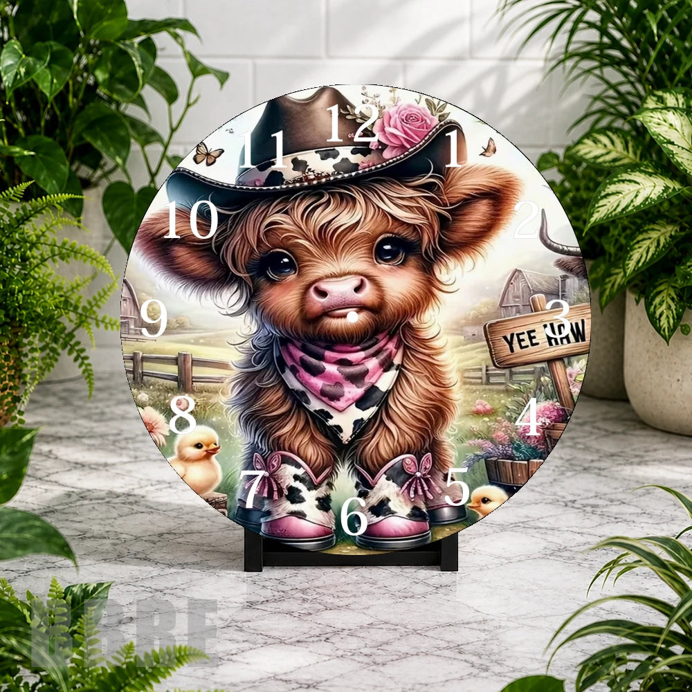Cowgirl Calf Clock Mockup,