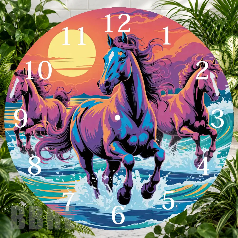 Majestic Horses 3 Clock Sublimation Wrap,