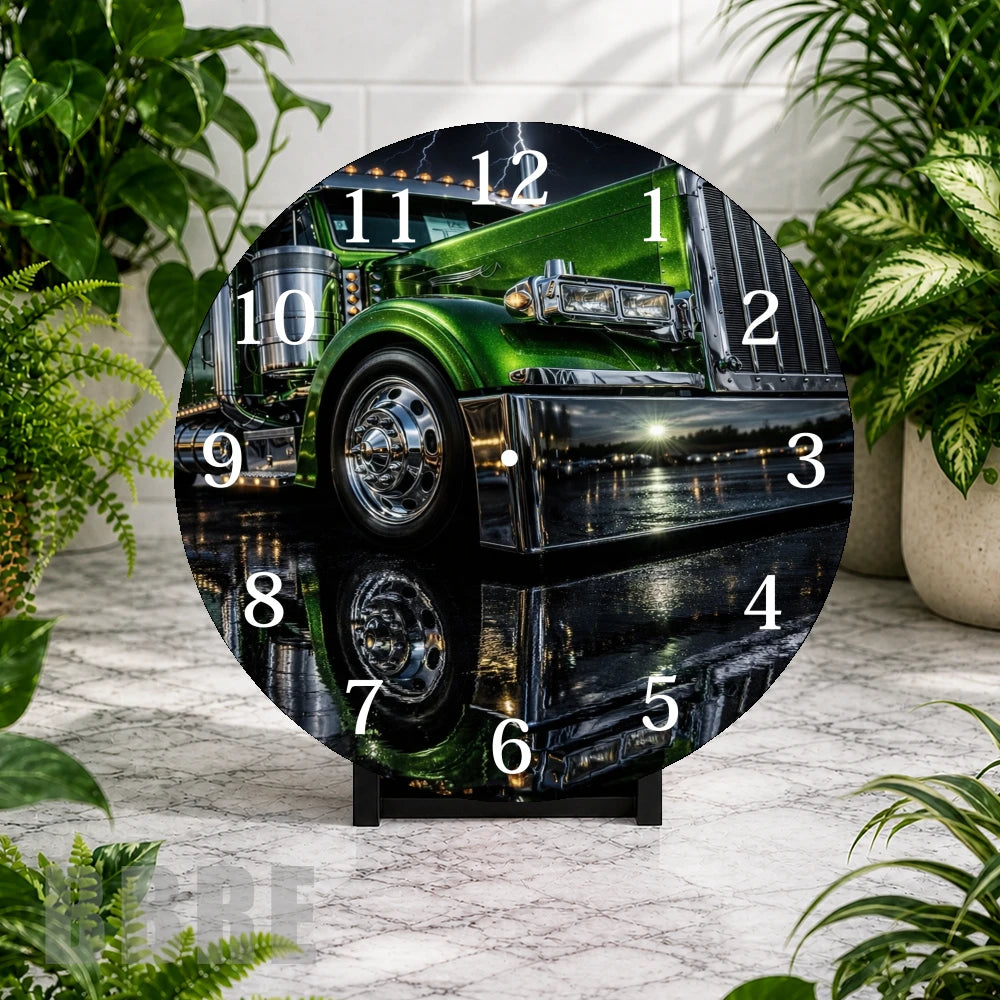 Green Truck Clock Mockup,
