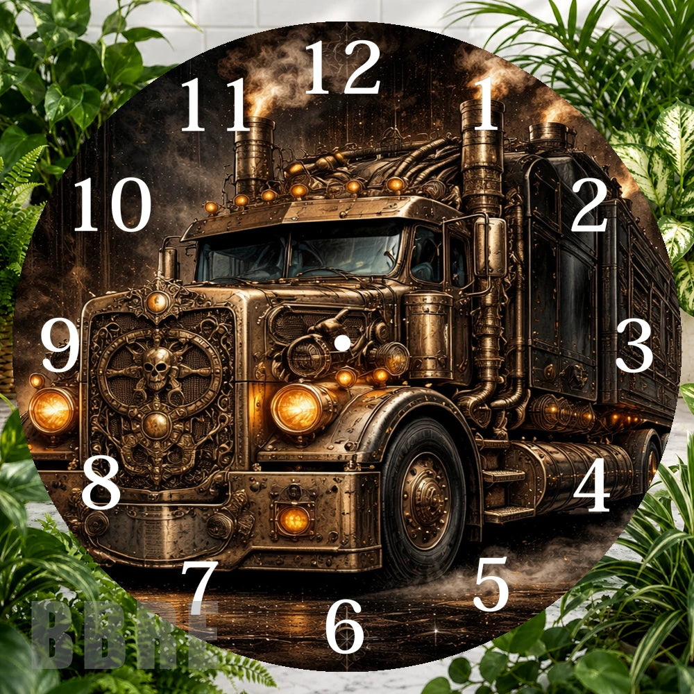 Steampunk Truck Clock Sublimation Wrap,