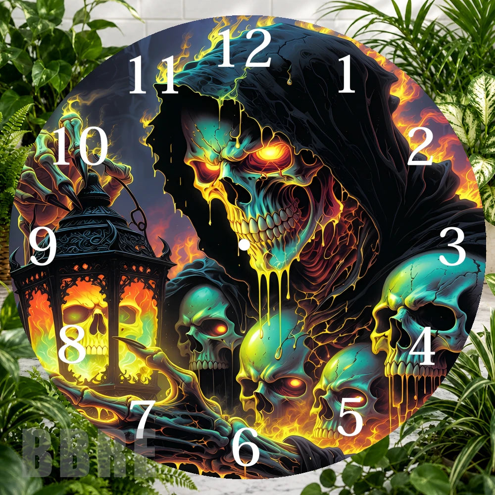 Skull Lantern Clock Sublimation Wrap,