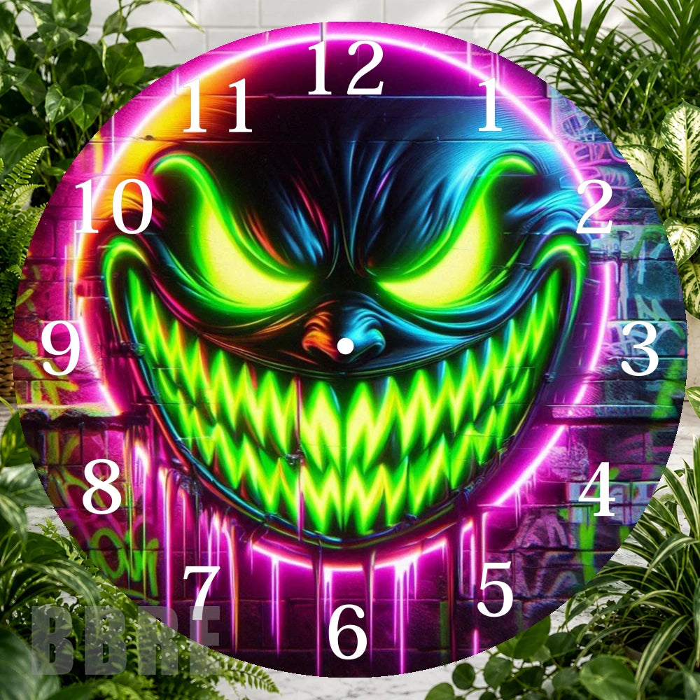 Neon Grin Clock Sublimation Wrap,