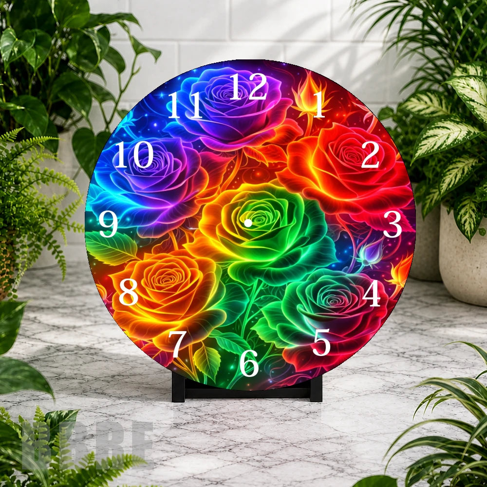Colorful Roses Clock Mockup,