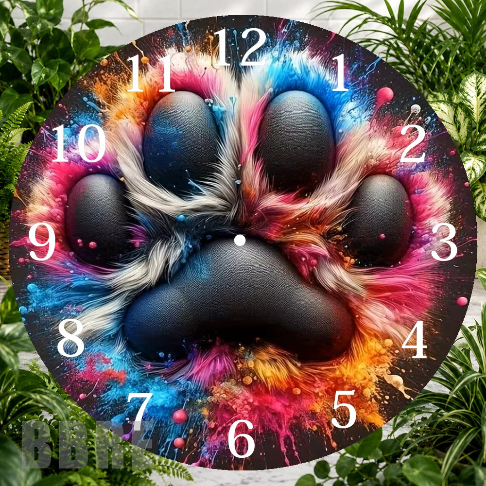 Colorful Paw Clock Sublimation Wrap,