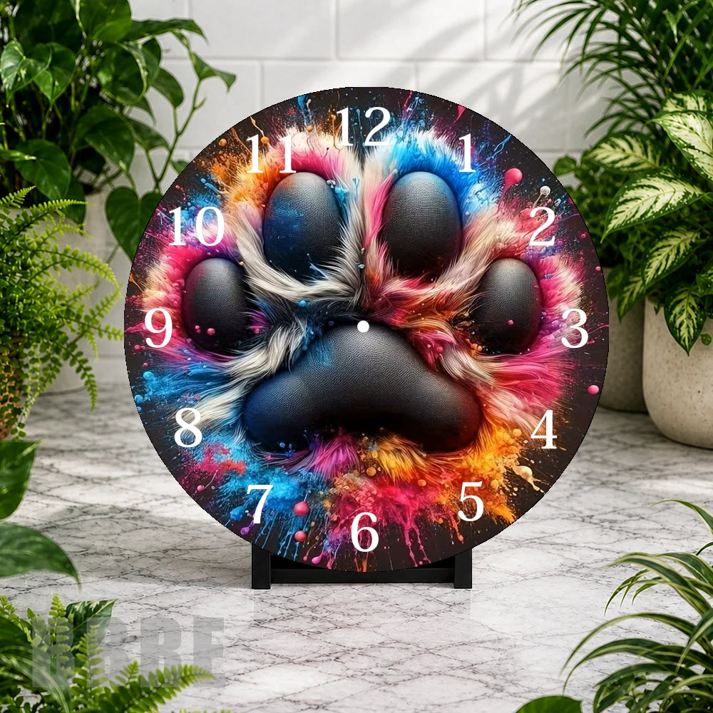 Colorful Paw Clock Mockup,
