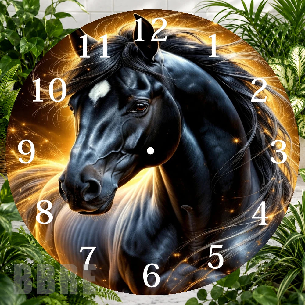 Majestic Black Horse Clock Sublimation Wrap,