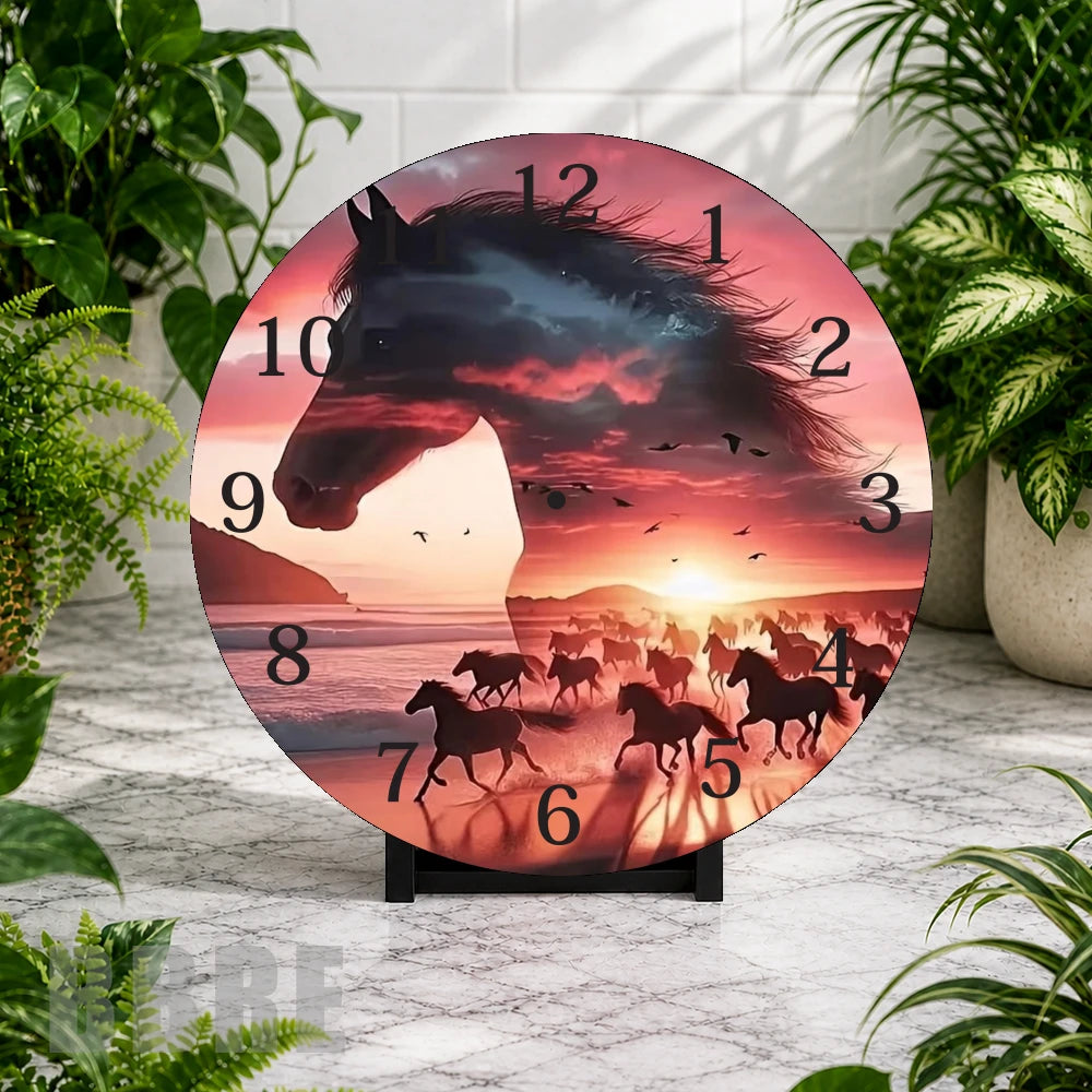 Majestic Horses 4 Clock Mockup,